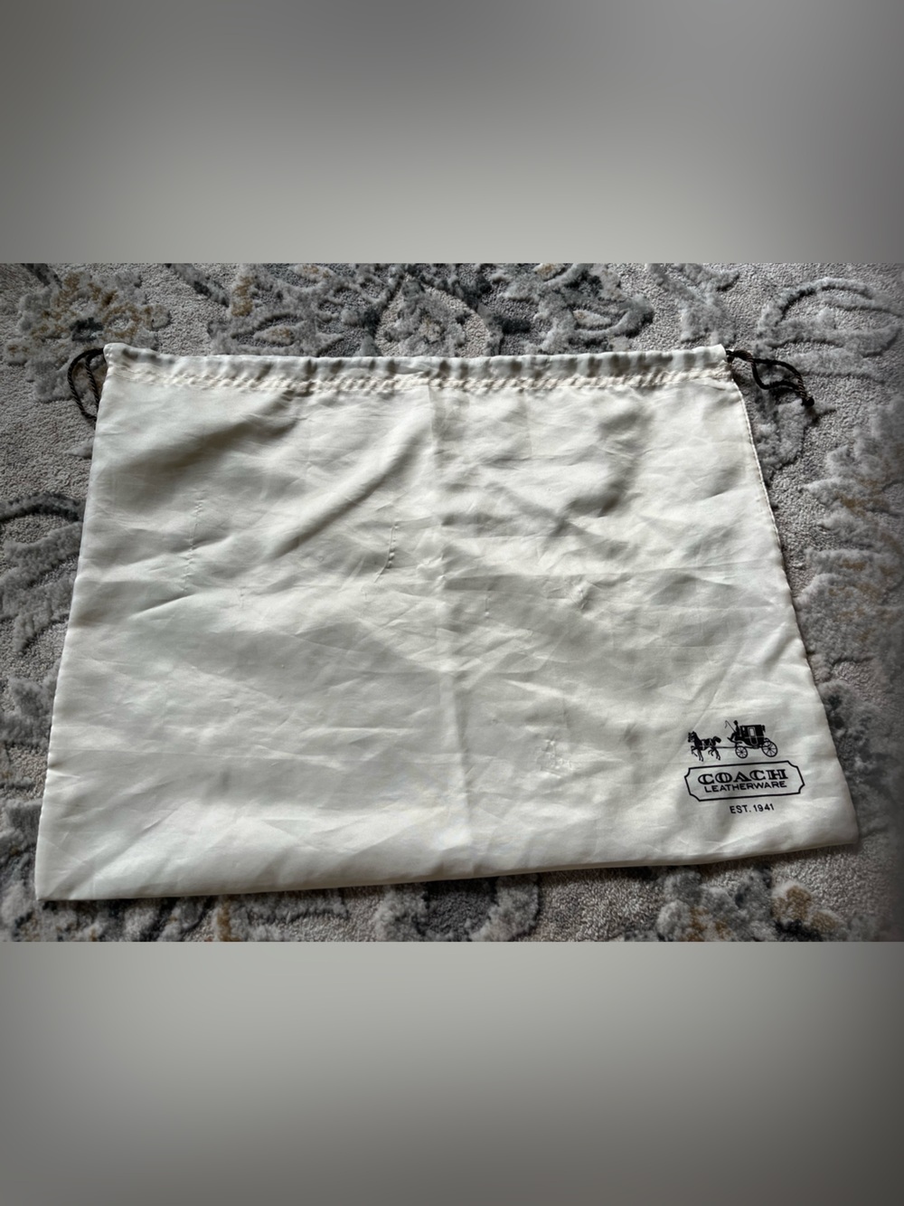 Coach White Drawstring Logo Dust Bag